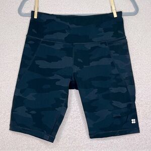 NEW Sweaty Betty POWER Bike Shorts-9” Inseam-Womens S-Charcoal/Black Camo-Sporty